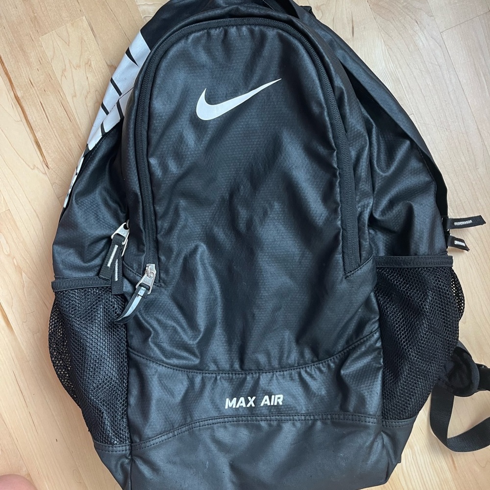 Nike Black Max Air Backpack with White Accents